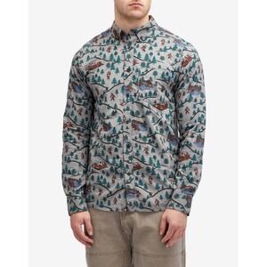 KAVU Linden Mens Size XL Sasquatch Trails  Organic Cotton Shirt Chambray Gray